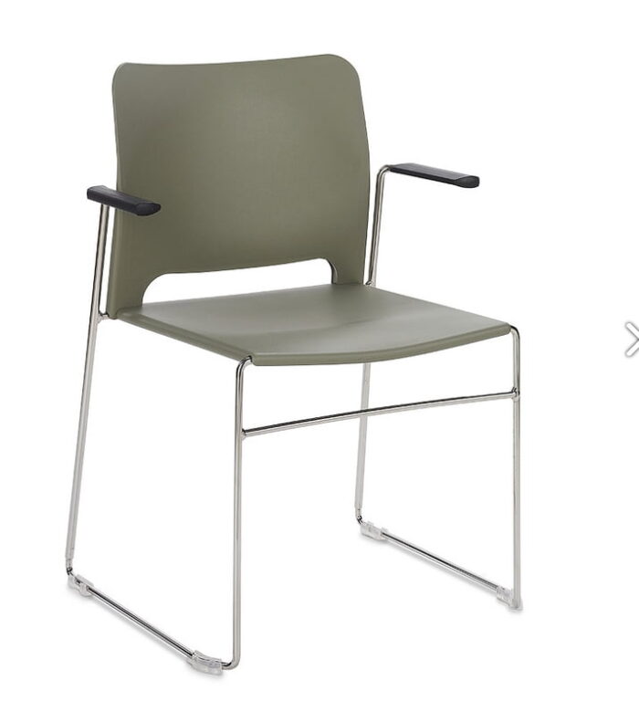 Xpresso Curve Meeting Chair with arms, green polypropylene seat and back and chrome frame