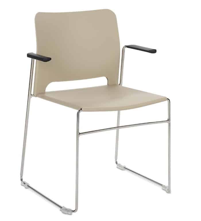 Xpresso Curve Meeting Chair with arms, sandstone polypropylene seat and back and chrome frame