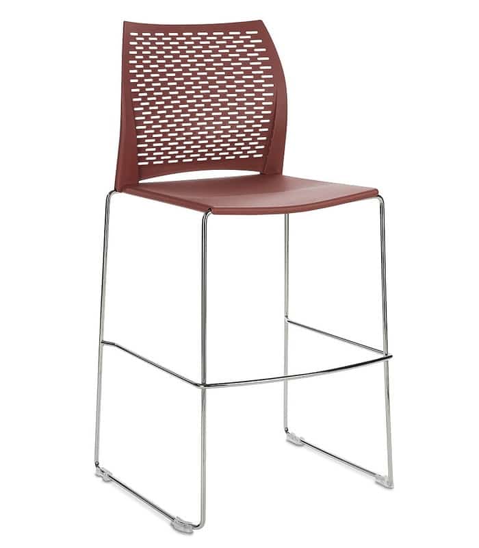 Xpresso High Chair perforated back model with red seat and chrome frame