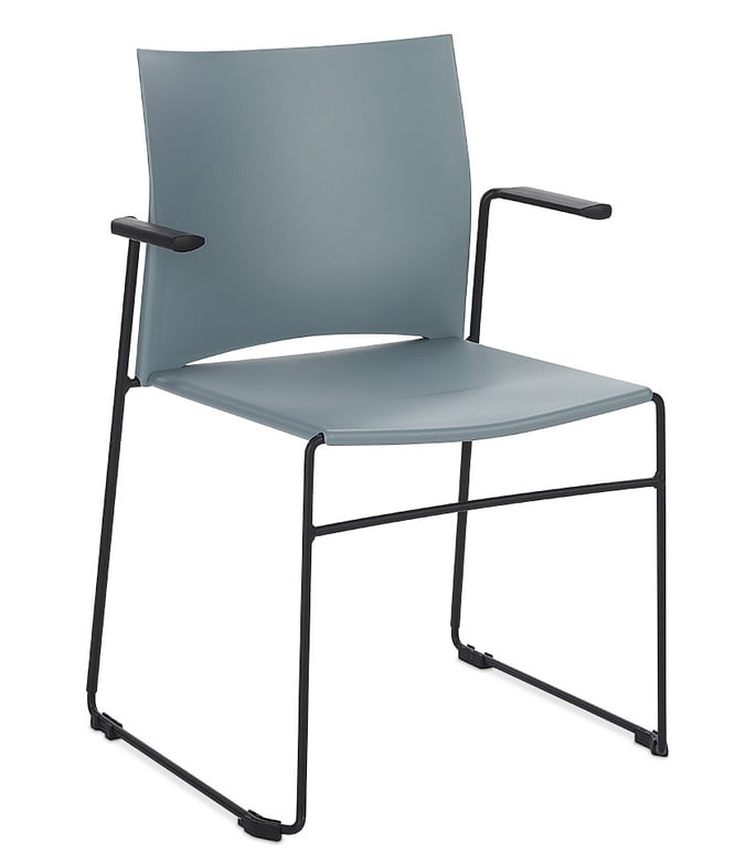 Xpresso Original Meeting Chair with arms, blue polypropylene shell and black frame
