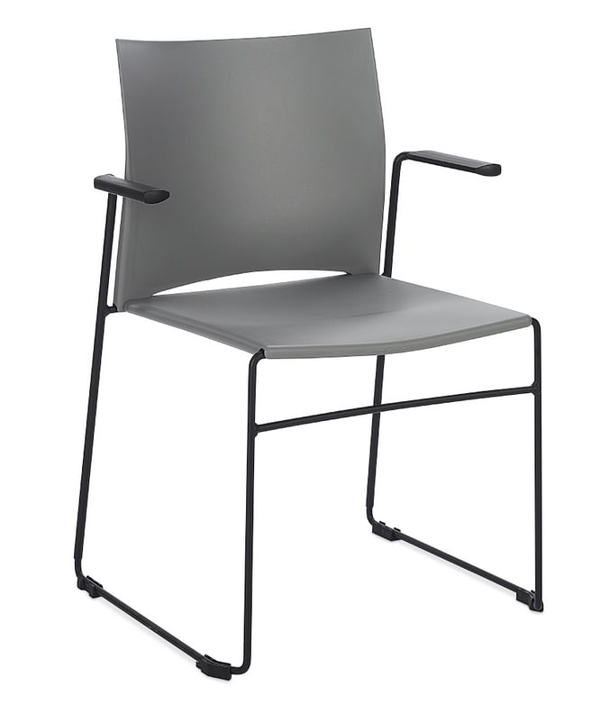 Xpresso Original Meeting Chair with arms, grey polypropylene shell and black frame