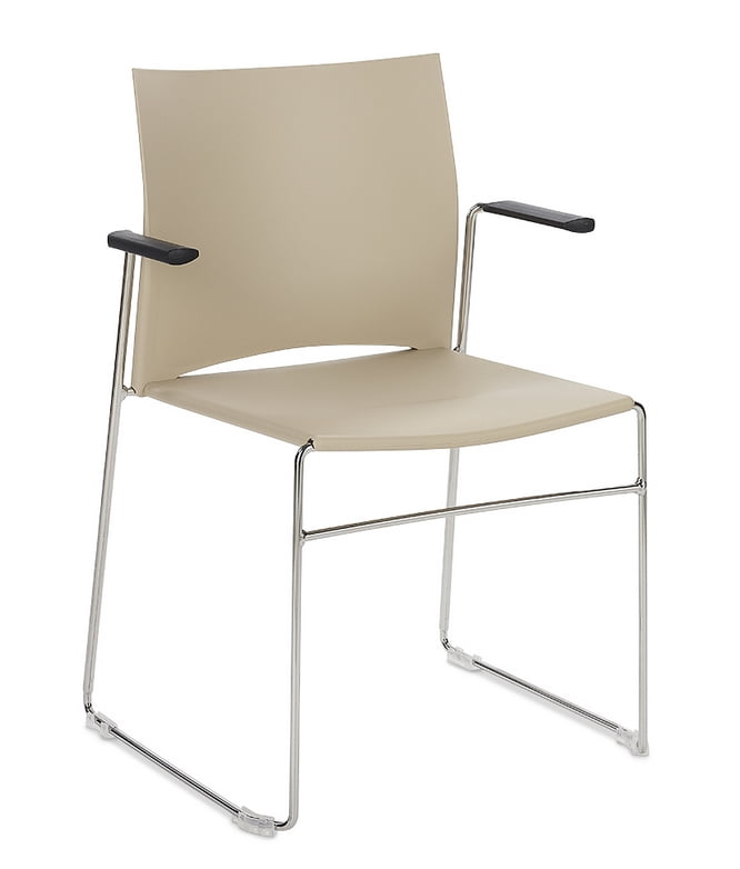 Xpresso Original Meeting Chair with arms, sandstone polypropylene shell and chrome frame