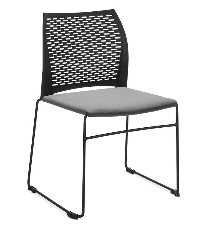 Xpresso Perforated Chairs no arms, upholstered seat and chrome frame