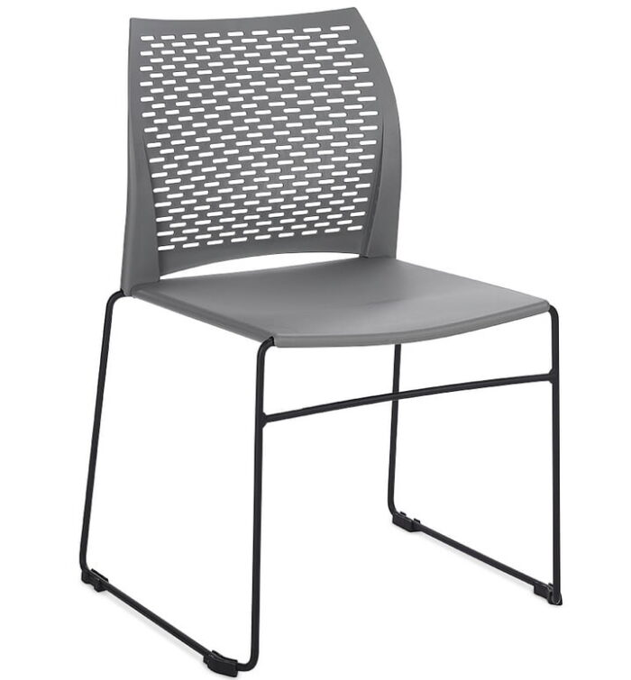 Xpresso Perforated Chairs no arms, with grey shell and black base