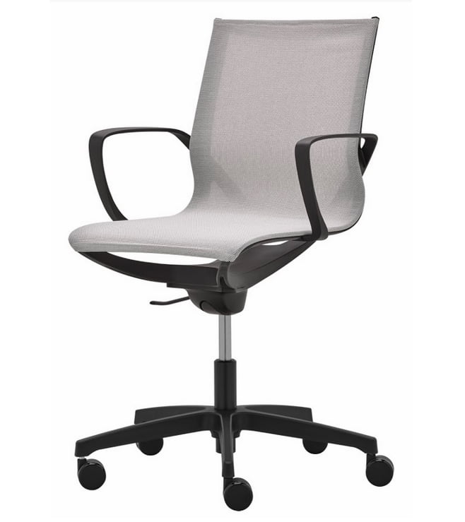 Zero G Workchair with arms, light grey mesh seat and black base