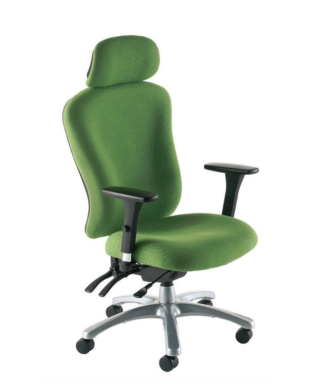 Zircon Task Chair high back with headrest, adjustable arms, silver base and fabric upholstery ZT4