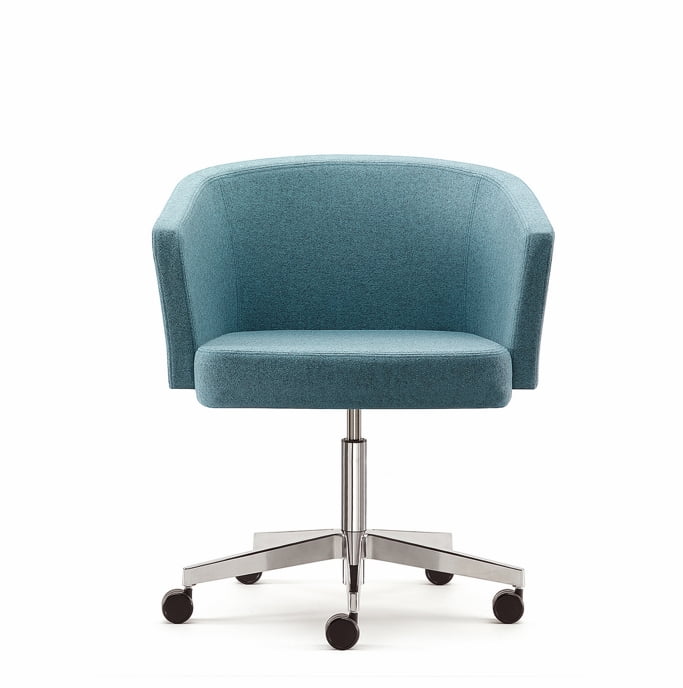 Zone Breakout Chair with upholstered seat, polished aluminium 4 star base, gas lift and castors ZN11C