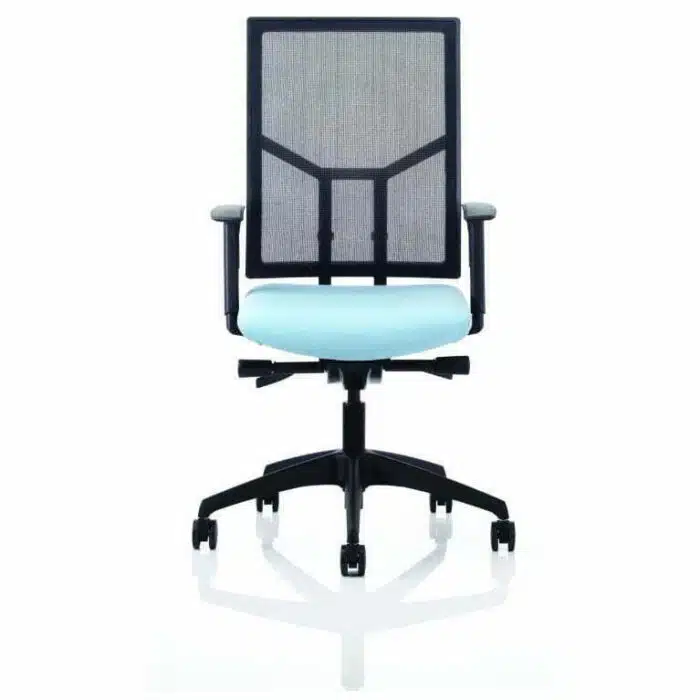 Airo Task Chair mesh back, upholstered seat, adjustable arms and black spider base on castors