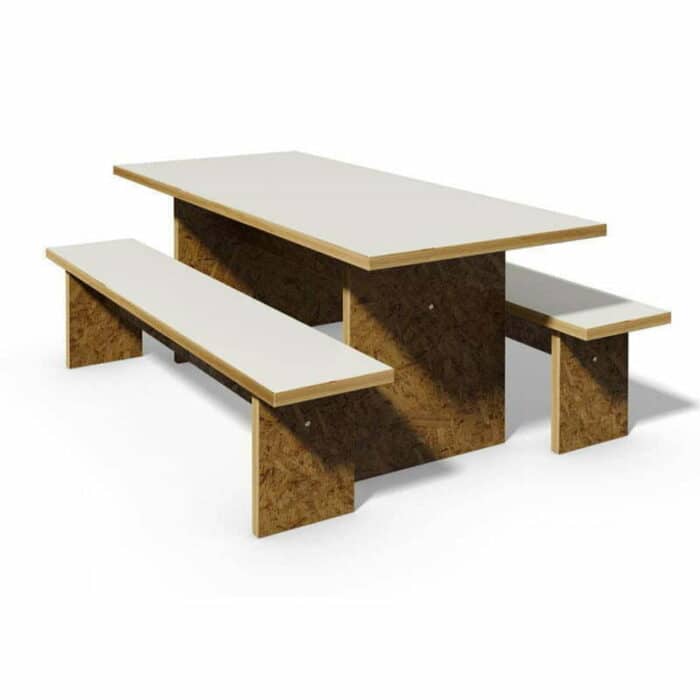 Block Classic Raw Bench with white laminate tops