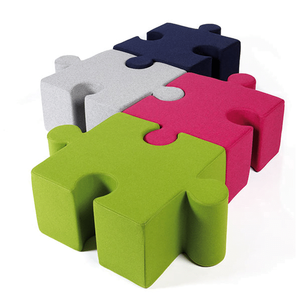 BuzziPuzzle Seating modules shown linked together