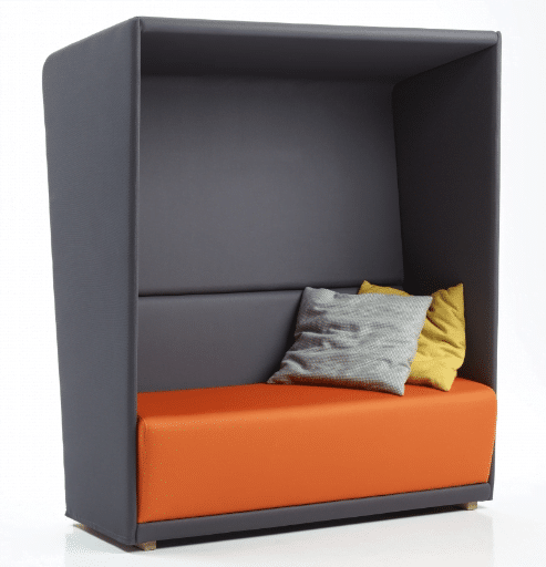 Circuit Prive High Back Sofa one two seater unit in orange and grey upholstery with two scatter cushions