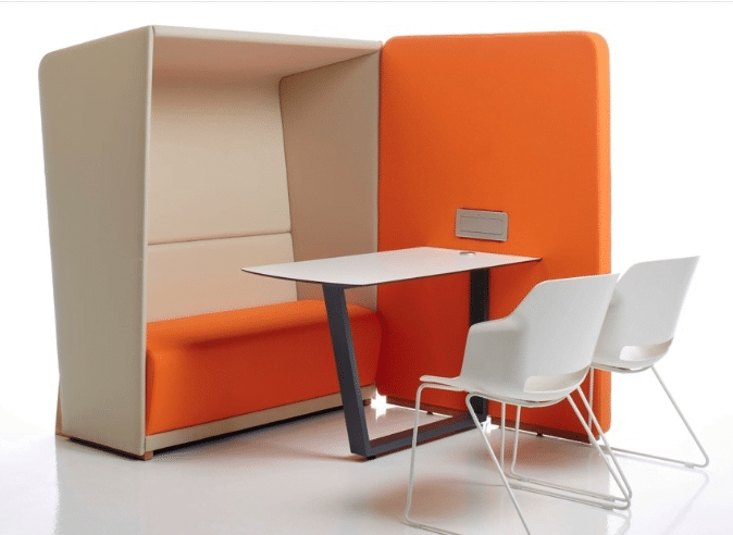 Circuit Prive High Back Sofa one two seater unit with connecting screen and integral worksurface