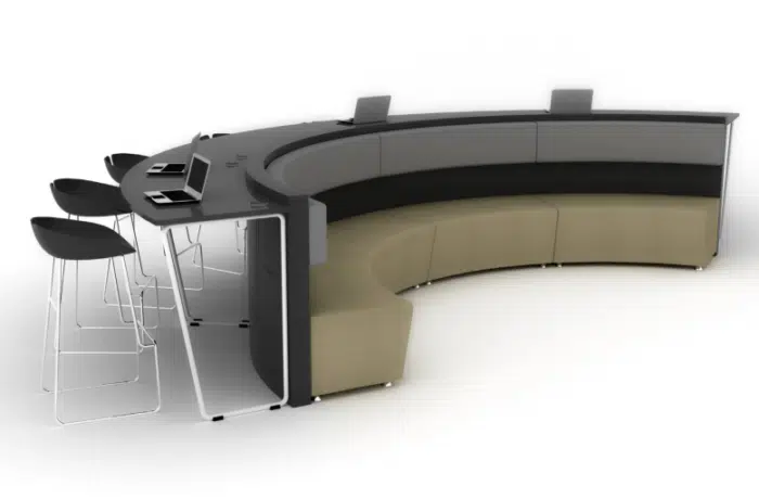 Conference Modular Furniture Showing Three Curved Modules