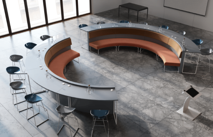 Conference Modular Furniture Showing Curved Modules Face To Face