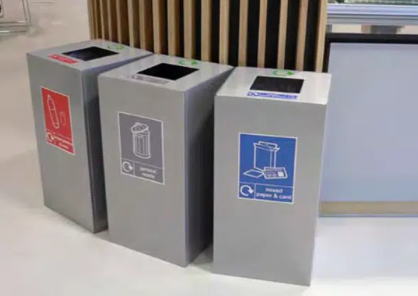 CXT Recycling Bin Showing Three Recycling Bins In An Office