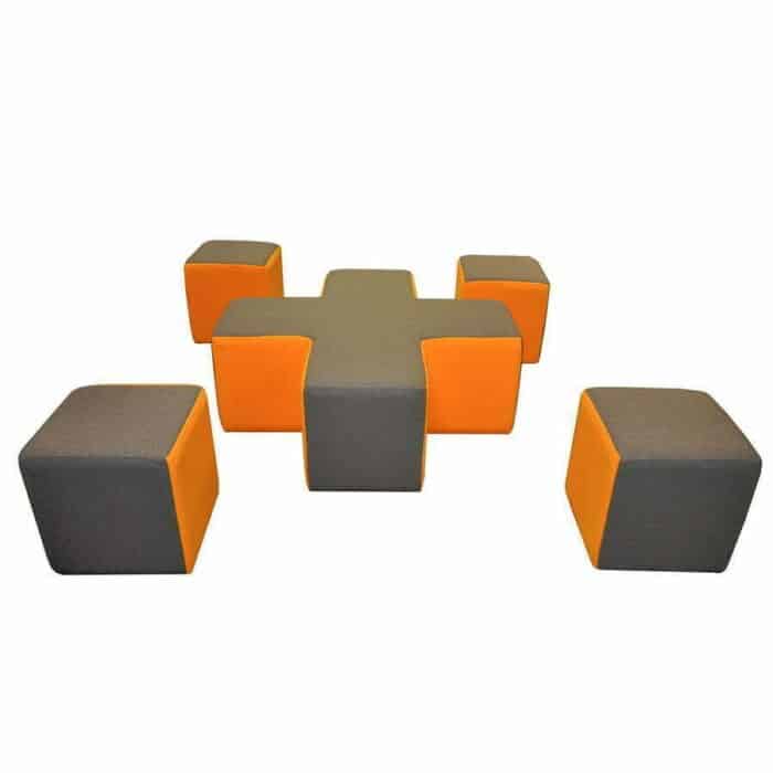 Edam Modular Seating with brown and orange upholstery