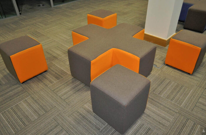 Edam Modular Seating showing X Unit and four cube units