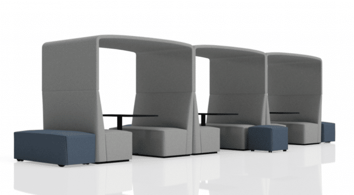 FourLikes Modular Soft Seating two 4 seater booths with tables
