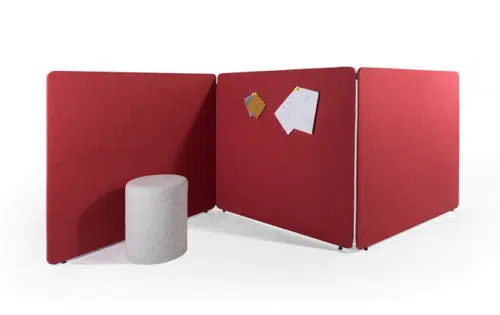 Gemini Privacy Screen trio of panels in red fabric