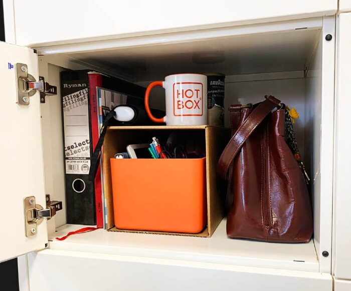 HotBox 1 shown placed inside a locker