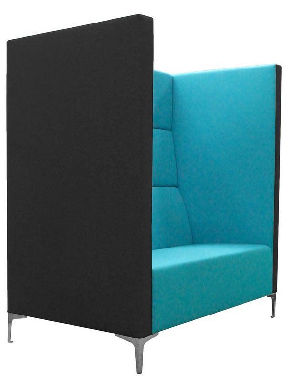 Huddle High Back Soft Seating in black and turquoise fabric