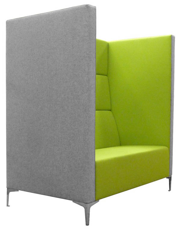 Huddle High Back Soft Seating in green and grey fabric
