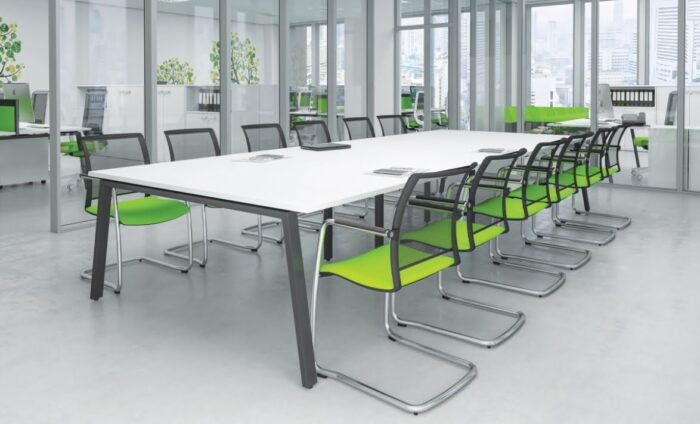 iBench Desk 14 seat boardroom table with an A Frame