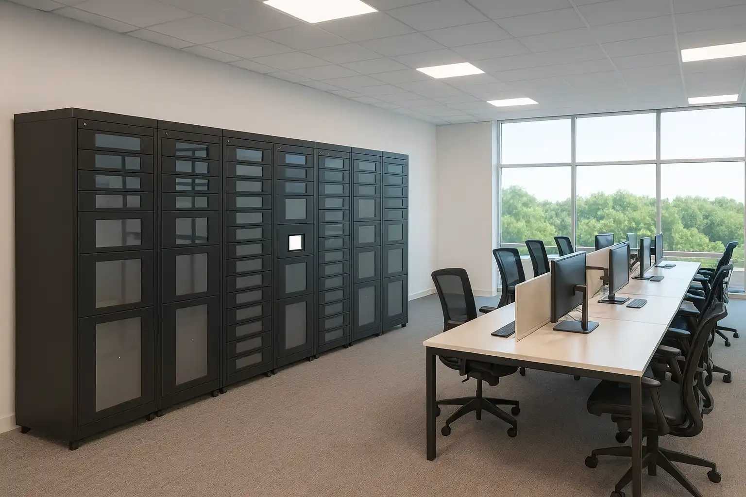 iLockerz in a Office intellient locker multi size doors