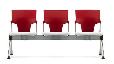 IKON Beam Seating with three upholstered plastic seats