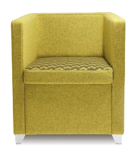 Jack Breakout Seating showing the tub chair in yellow fabric
