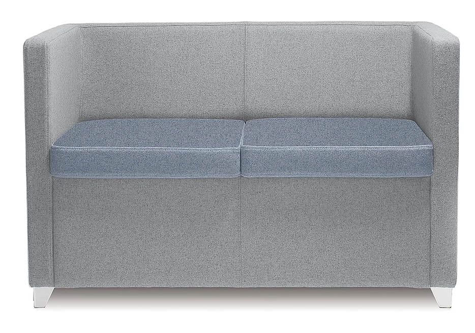 Jack Breakout Seating showing the two seater tub sofa in grey fabric