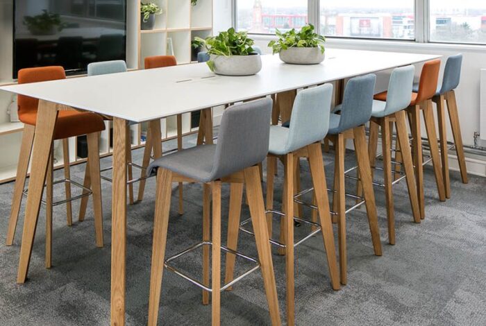 Jig Upholstered Stools With Breakout table