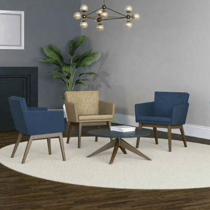 Lark Coffee Table shown with lounge chairs