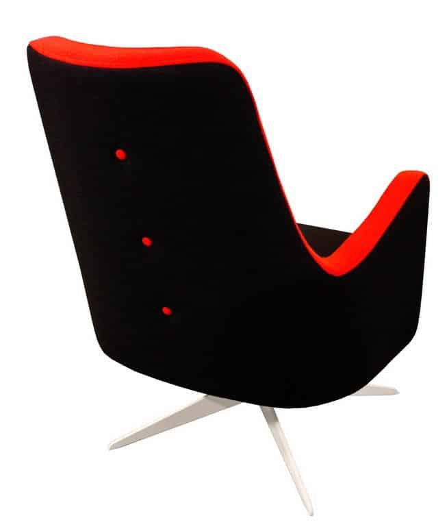 Libby Swivel Chair In Black With Red Trim