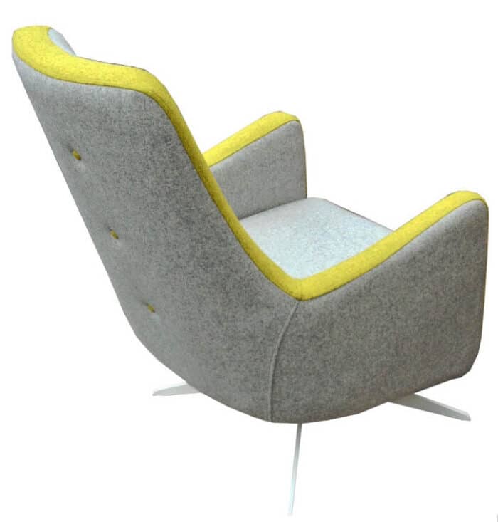 Libby high back chair in grey with yellow trim