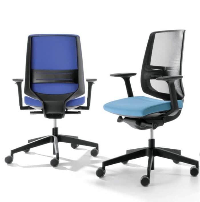 LightUp Task Chairs showing uholstered back and mesh back