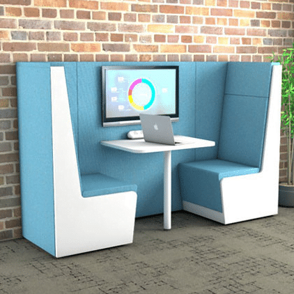 Luna Meeting Booth two seater with table and monitor mount