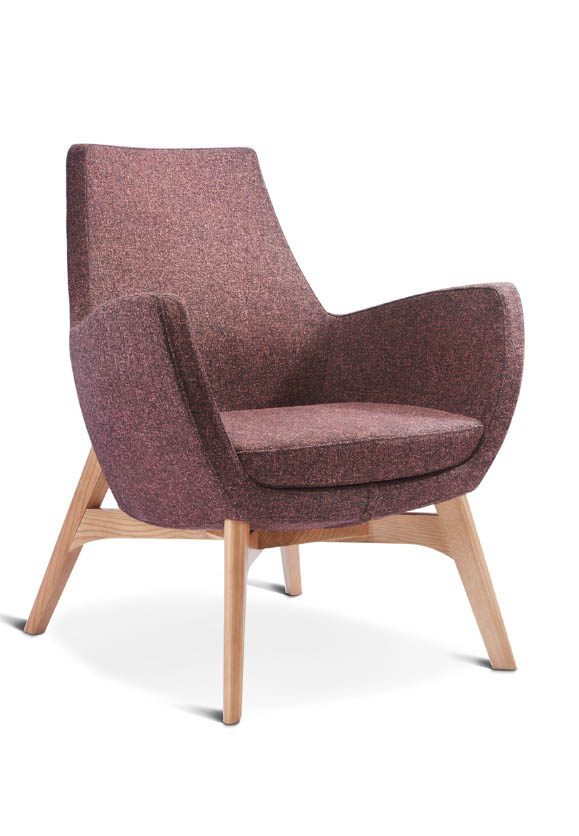 Mae Soft Seating medium back armchair with 4 leg oak base