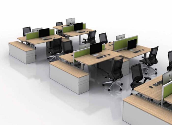 Move Height Adjustable Desks 3 banks of 4 person configurations