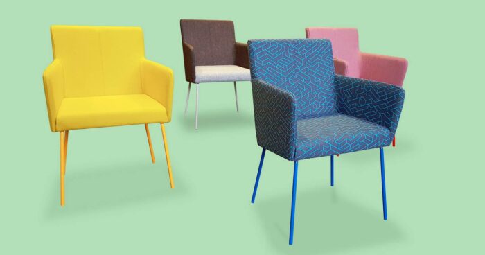 Mylo Chairs with legs shown in a range of colours