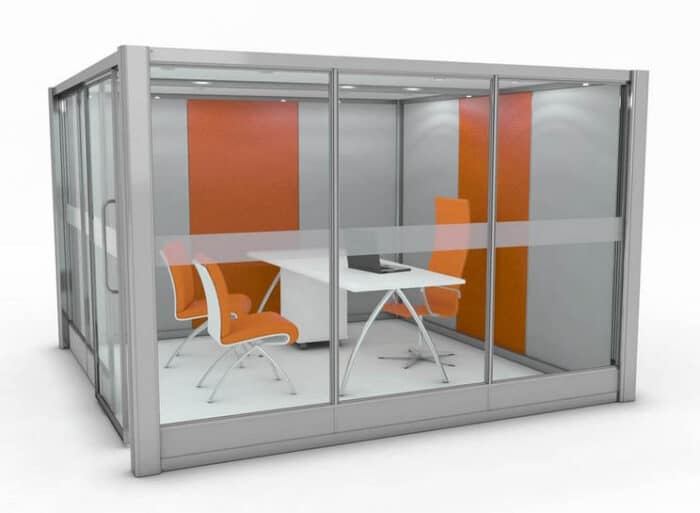 Office Meeting Pod configured for use as a single person enclosed office space