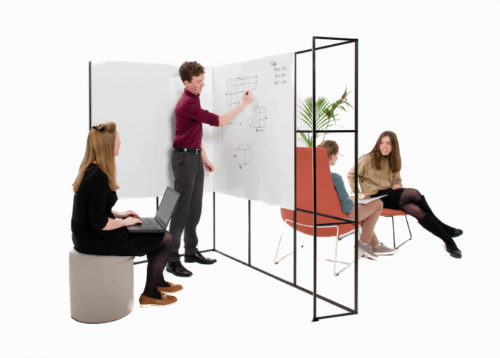 Palisades II Zone Divider L shape unit with whiteboard accessory