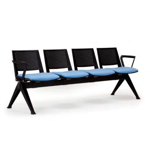 Pila Beam Seating with four upholstered seats and arms