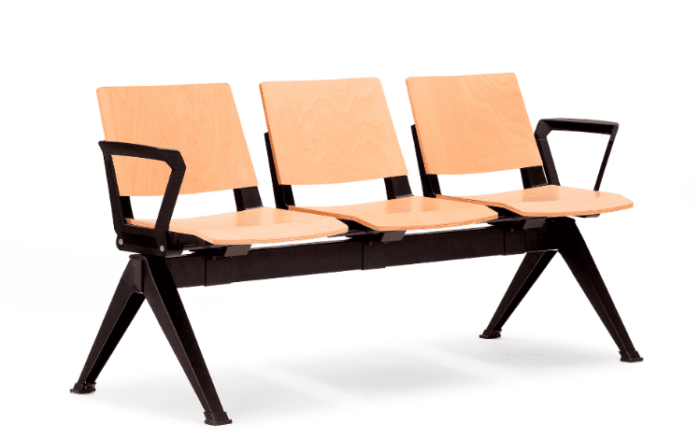 Pila Beam Seating with three ply seats and end arms