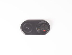 pixelARC Power Module in black with 1 x UK power, 1 x usb charging and 10w wireless charger