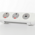 Desk Top USB Charger in a polarICE Power Module 3 gang unit in white with grey sockets