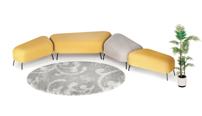 Polka Modular Soft Seating With Grey ANd Yellow Upholstery