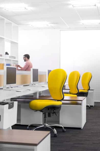 Sphere Task Chairs shown with yellow upholstery