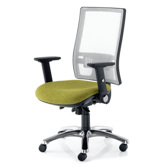 Tempo Meshback Task Chair with white mesh back and green seat