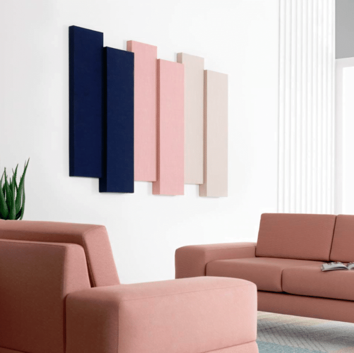 Tessellate Panels rectangle acoustic panels shown wall mounted in a lounge area